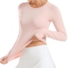 image:imageStelle Women Workout Tops Long Sleeve Seamless Compression Athletic Shirts Yoga Gym Sports Breathable TeesBallet Pink