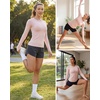 image:imageStelle Women Workout Tops Long Sleeve Seamless Compression Athletic Shirts Yoga Gym Sports Breathable TeesBallet Pink
