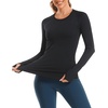 image:imageStelle Women Workout Tops Long Sleeve Seamless Compression Athletic Shirts Yoga Gym Sports Breathable TeesBlack