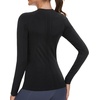image:imageStelle Women Workout Tops Long Sleeve Seamless Compression Athletic Shirts Yoga Gym Sports Breathable TeesBlackwithout Thumb Hole