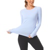 image:imageStelle Women Workout Tops Long Sleeve Seamless Compression Athletic Shirts Yoga Gym Sports Breathable TeesBlue