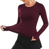 image:imageStelle Women Workout Tops Long Sleeve Seamless Compression Athletic Shirts Yoga Gym Sports Breathable TeesBurgundy