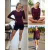 image:imageStelle Women Workout Tops Long Sleeve Seamless Compression Athletic Shirts Yoga Gym Sports Breathable TeesBurgundy