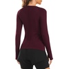 image:imageStelle Women Workout Tops Long Sleeve Seamless Compression Athletic Shirts Yoga Gym Sports Breathable TeesBurgundy