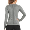 image:imageStelle Women Workout Tops Long Sleeve Seamless Compression Athletic Shirts Yoga Gym Sports Breathable TeesGrey