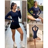image:imageStelle Women Workout Tops Long Sleeve Seamless Compression Athletic Shirts Yoga Gym Sports Breathable TeesNavy