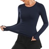 image:imageStelle Women Workout Tops Long Sleeve Seamless Compression Athletic Shirts Yoga Gym Sports Breathable TeesNavy