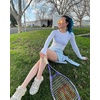 image:imageStelle Women Workout Tops Long Sleeve Seamless Compression Athletic Shirts Yoga Gym Sports Breathable TeesWhite