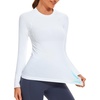 image:imageStelle Women Workout Tops Long Sleeve Seamless Compression Athletic Shirts Yoga Gym Sports Breathable TeesWhitewithout Thumb Hole