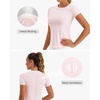 image:imageStelle Women Workout Tops Short Sleeve Seamless Athletic Shirts Yoga Gym Sports Breathable TeesShort Sleeveballet Pink