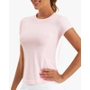 image:imageStelle Women Workout Tops Short Sleeve Seamless Athletic Shirts Yoga Gym Sports Breathable TeesShort Sleeveballet Pink