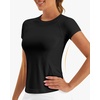 image:imageStelle Women Workout Tops Short Sleeve Seamless Athletic Shirts Yoga Gym Sports Breathable TeesShort Sleeveblack
