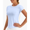 image:imageStelle Women Workout Tops Short Sleeve Seamless Athletic Shirts Yoga Gym Sports Breathable TeesShort Sleeveblue