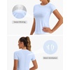 image:imageStelle Women Workout Tops Short Sleeve Seamless Athletic Shirts Yoga Gym Sports Breathable TeesShort Sleeveblue