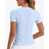 image:imageStelle Women Workout Tops Short Sleeve Seamless Athletic Shirts Yoga Gym Sports Breathable TeesShort Sleeveblue