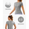 image:imageStelle Women Workout Tops Short Sleeve Seamless Athletic Shirts Yoga Gym Sports Breathable TeesShort Sleevegrey