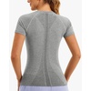 image:imageStelle Women Workout Tops Short Sleeve Seamless Athletic Shirts Yoga Gym Sports Breathable TeesShort Sleevegrey