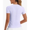 image:imageStelle Women Workout Tops Short Sleeve Seamless Athletic Shirts Yoga Gym Sports Breathable TeesShort Sleevelight Purple