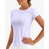 image:imageStelle Women Workout Tops Short Sleeve Seamless Athletic Shirts Yoga Gym Sports Breathable TeesShort Sleevelight Purple