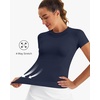 image:imageStelle Women Workout Tops Short Sleeve Seamless Athletic Shirts Yoga Gym Sports Breathable TeesShort Sleevenavy