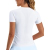 image:imageStelle Women Workout Tops Short Sleeve Seamless Athletic Shirts Yoga Gym Sports Breathable TeesShort Sleevewhite