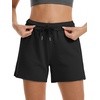 image:imageStelle Womens Sweat Shorts Casual Drawstring Shorts Comfy Cotton High Waisted Workout Lounge Shorts with PocketsBlack Sweat Shorts