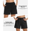 image:imageStelle Womens Sweat Shorts Casual Drawstring Shorts Comfy Cotton High Waisted Workout Lounge Shorts with PocketsBlack Sweat Shorts