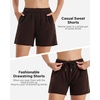 image:imageStelle Womens Sweat Shorts Casual Drawstring Shorts Comfy Cotton High Waisted Workout Lounge Shorts with PocketsCoffee