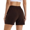 image:imageStelle Womens Sweat Shorts Casual Drawstring Shorts Comfy Cotton High Waisted Workout Lounge Shorts with PocketsCoffee