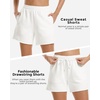 image:imageStelle Womens Sweat Shorts Casual Drawstring Shorts Comfy Cotton High Waisted Workout Lounge Shorts with PocketsWhite Sweat Shorts