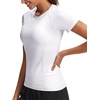 image:imageStelle Womens Workout Tops Short Sleeve Seamless Athletic Shirts Yoga Gym Running TShirtsAwhite