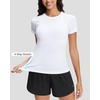 image:imageStelle Womens Workout Tops Short Sleeve Seamless Athletic Shirts Yoga Gym Running TShirtsAwhite