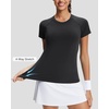 image:imageStelle Womens Workout Tops Short Sleeve Seamless Athletic Shirts Yoga Gym Running TShirtsBlack