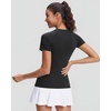 image:imageStelle Womens Workout Tops Short Sleeve Seamless Athletic Shirts Yoga Gym Running TShirtsBlack