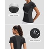 image:imageStelle Womens Workout Tops Short Sleeve Seamless Athletic Shirts Yoga Gym Running TShirtsBlack