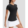 image:imageStelle Womens Workout Tops Short Sleeve Seamless Athletic Shirts Yoga Gym Running TShirtsBlack