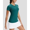 image:imageStelle Womens Workout Tops Short Sleeve Seamless Athletic Shirts Yoga Gym Running TShirtsEmerald