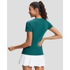 image:imageStelle Womens Workout Tops Short Sleeve Seamless Athletic Shirts Yoga Gym Running TShirtsEmerald