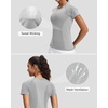 image:imageStelle Womens Workout Tops Short Sleeve Seamless Athletic Shirts Yoga Gym Running TShirtsGrey