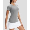 image:imageStelle Womens Workout Tops Short Sleeve Seamless Athletic Shirts Yoga Gym Running TShirtsGrey