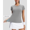 image:imageStelle Womens Workout Tops Short Sleeve Seamless Athletic Shirts Yoga Gym Running TShirtsGrey