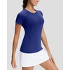 image:imageStelle Womens Workout Tops Short Sleeve Seamless Athletic Shirts Yoga Gym Running TShirtsNavy