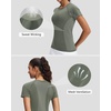 image:imageStelle Womens Workout Tops Short Sleeve Seamless Athletic Shirts Yoga Gym Running TShirtsSage Green