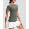 image:imageStelle Womens Workout Tops Short Sleeve Seamless Athletic Shirts Yoga Gym Running TShirtsSage Green