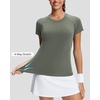 image:imageStelle Womens Workout Tops Short Sleeve Seamless Athletic Shirts Yoga Gym Running TShirtsSage Green