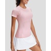image:imageStelle Womens Workout Tops Short Sleeve Seamless Athletic Shirts Yoga Gym Running TShirtsStrawberry Milk