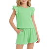 image:imageStelle Girls 2 Piece Summer Outfits Flutter Sleeve Tops and Shorts 513Y  Cooling LinerShorts with PocketsRuffle Tank TopsBack KeyholeCute Bow on WaistBreathableLightweightStretchableFlowyGreen