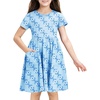 image:imageStelle Girls Cotton Short Sleeve Twirl Skater Dress 3T12Y  TwirlFriendly Skirt A LineCriss Cross BackDress for SchoolDancePlaywearCasualActiveSoft Stretch Breathable ComfyMosaic Daisy Print