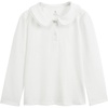 image:imageStelle Girls Long Sleeve Polo Shirts School Uniform Peter Pan Collar Tops  Puff Sleeve Lace Trim CottonBlend Button Down SolidColor White Blouse Classic Lightweight Breathable Kids ClothesWhite