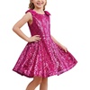 image:imageStelle Girls Sequin Dress Sleeveless ALine Sparkly Dresses 515 Y  Bow on Shoulder Zipper BackFully LiningScoop NeckTwirlyBirthday Formal Party Fancy Graduation Wedding Christmas HolidayFuchsia